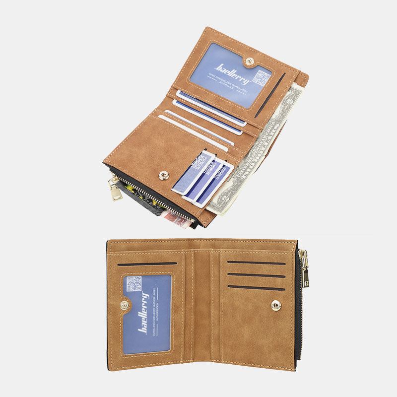 Män Konstläder Business Multi-slot Vertikal Dragkedja Slim Card Holder Plånbok