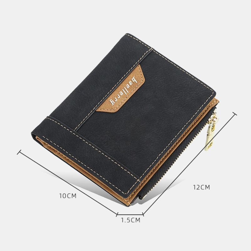 Män Konstläder Business Multi-slot Vertikal Dragkedja Slim Card Holder Plånbok