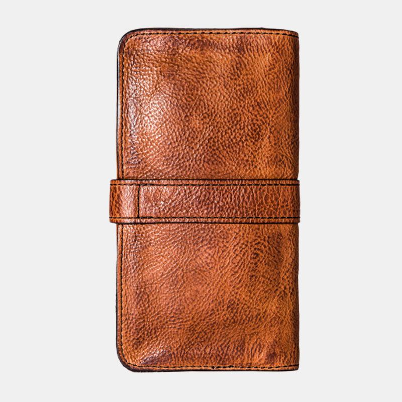 Män Lång Bifold Multi-card Slot Korthållare Vintage Pu Läder 6.5 Tums Telefonväska Money Clip Plånbok