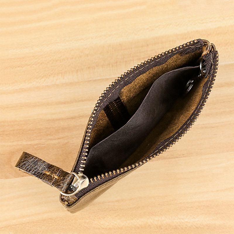 Män Minin Kort Zipper Kohud Plånböcker Myntväska Pengar Clip Clutch Plånböcker Nyckelfodral