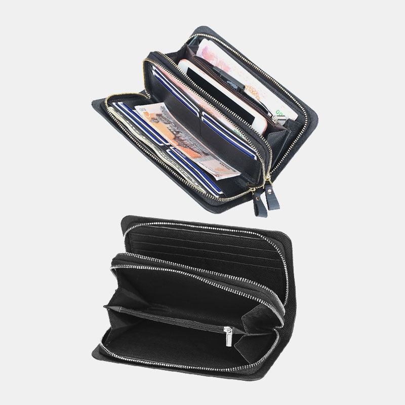 Män Pu-läder Stor Kapacitet Multi-card Slot Bärhandtag Casual Clutch Bag Korthållare Plånbok