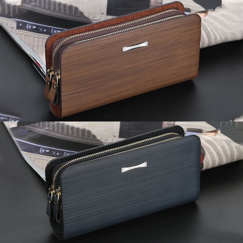 Män Pu-läder Stor Kapacitet Multi-card Slot Bärhandtag Casual Clutch Bag Korthållare Plånbok