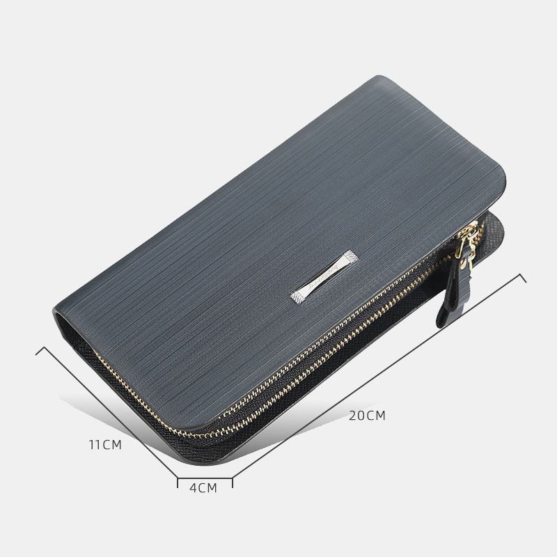 Män Pu-läder Stor Kapacitet Multi-card Slot Bärhandtag Casual Clutch Bag Korthållare Plånbok