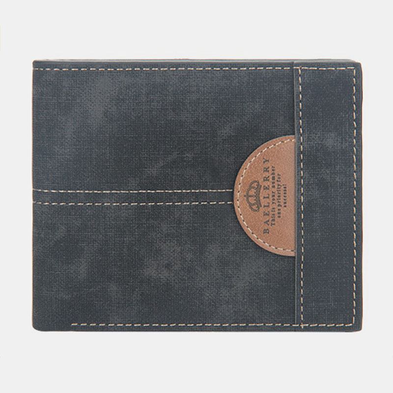 Män Tunn Bifold Denim Mönster Pu Läder Plånbok Multi-card Slot Korthållare Stor Kapacitet Myntväska