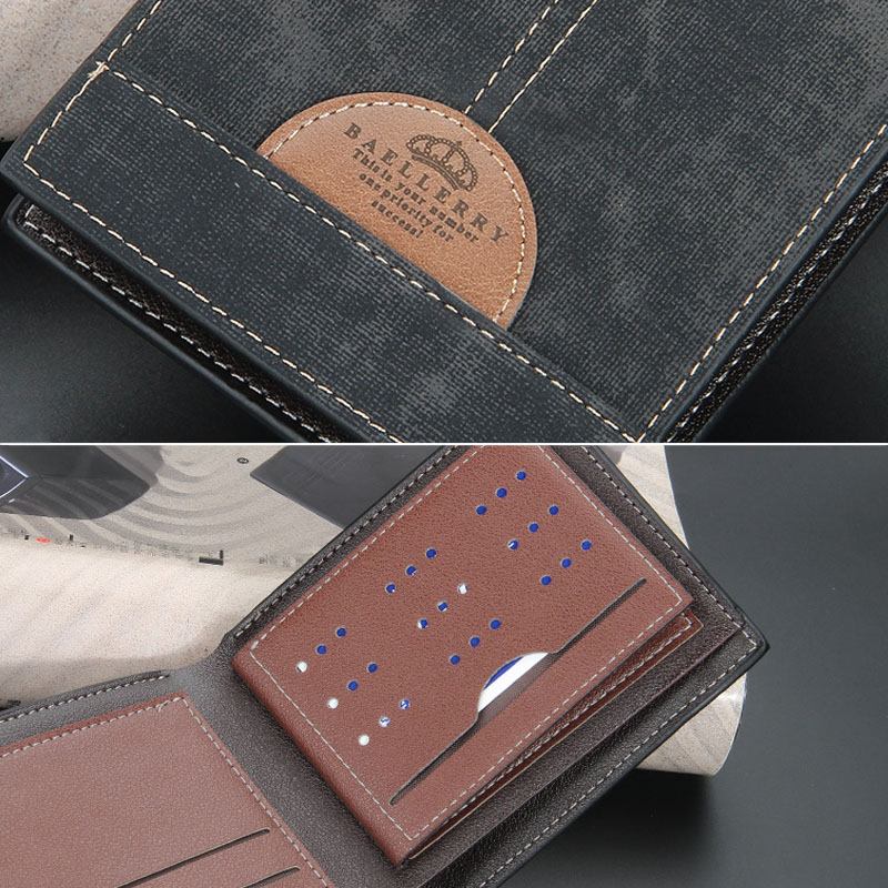 Män Tunn Bifold Denim Mönster Pu Läder Plånbok Multi-card Slot Korthållare Stor Kapacitet Myntväska