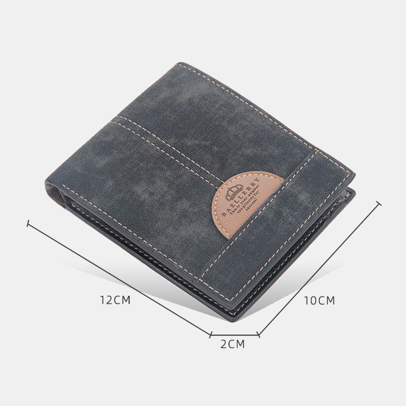 Män Tunn Bifold Denim Mönster Pu Läder Plånbok Multi-card Slot Korthållare Stor Kapacitet Myntväska