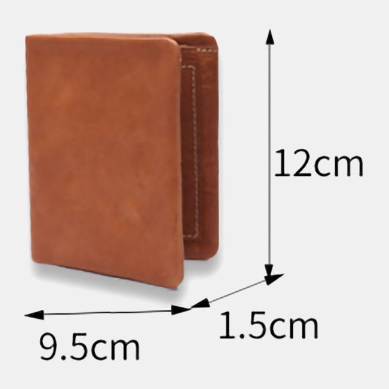 Män Vegetabiliskt Garvat Koskinn Bifold Kort Plånbok Kortfodral Money Clip