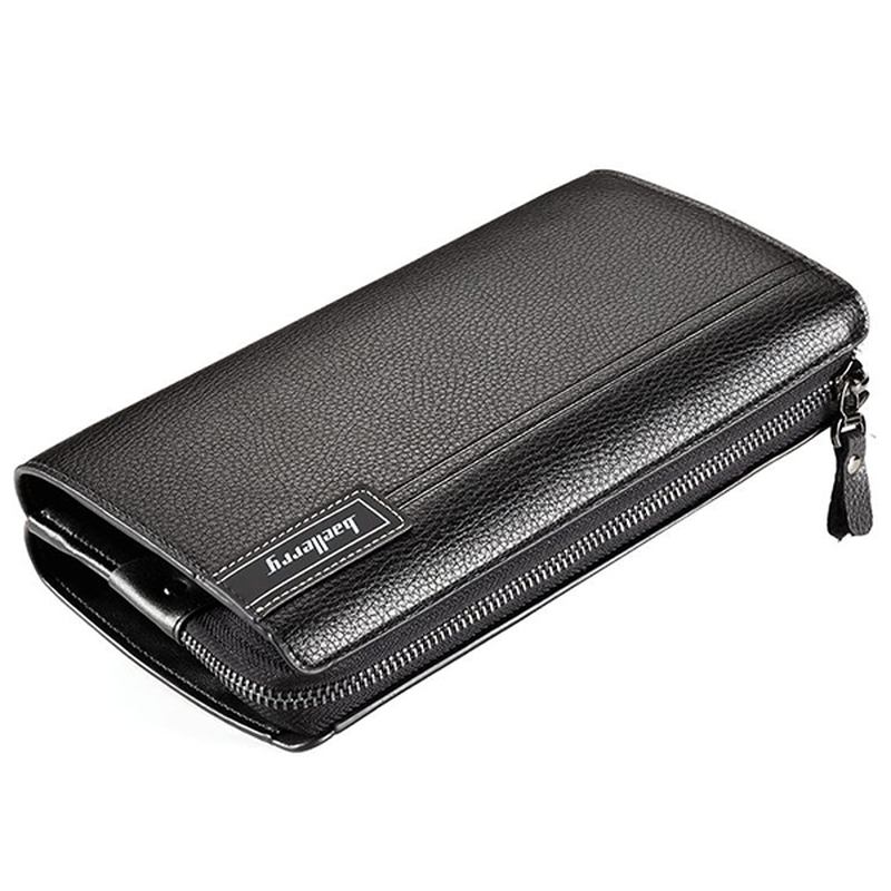 Pu Business Casual Zipper Clutch Bag 4 Cash Pockets Plånbok För Män