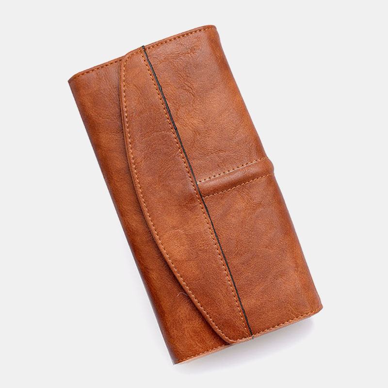 Unisex Konstläder Retro Trifold Hand-carry Multi-slot 5.5 Tums Telefon Clutch Väska Plånbok