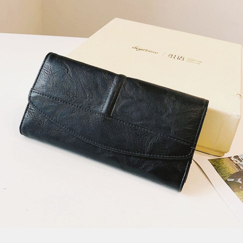 Unisex Konstläder Retro Trifold Hand-carry Multi-slot 5.5 Tums Telefon Clutch Väska Plånbok