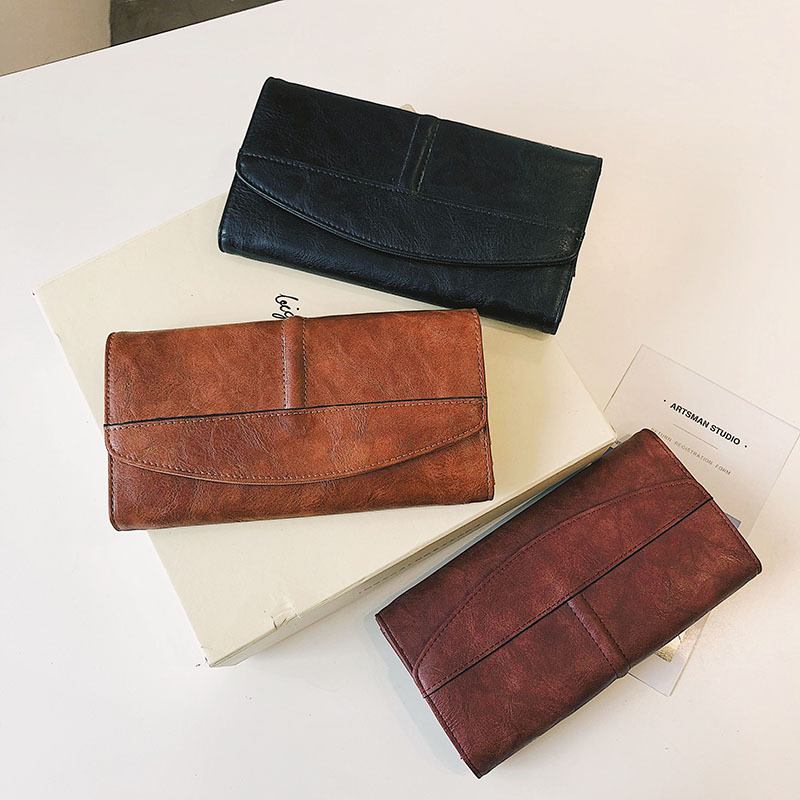 Unisex Konstläder Retro Trifold Hand-carry Multi-slot 5.5 Tums Telefon Clutch Väska Plånbok