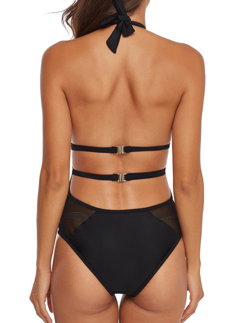 One Pieces Black Mesh Hollow Badkläder