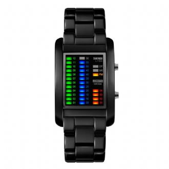 Business Style Led Display Armbandsur Stålband Creative Style Digital Watch