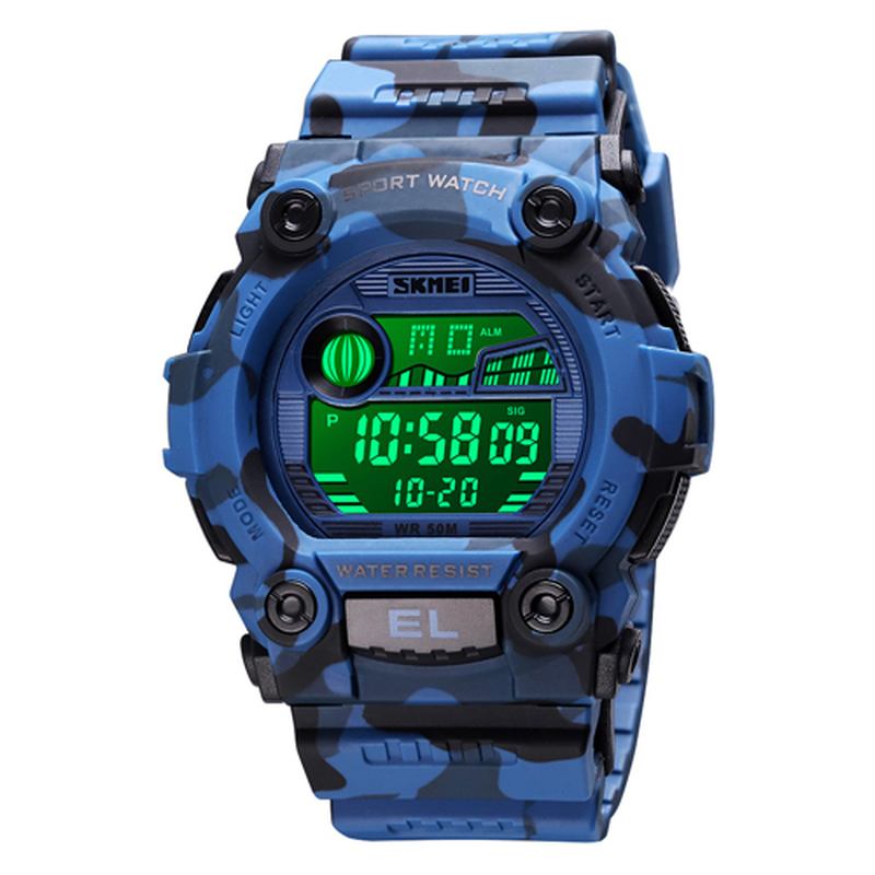 Chronograph Sport Herr Armbandsur Lysande Display Vattentät Led Digital Watch