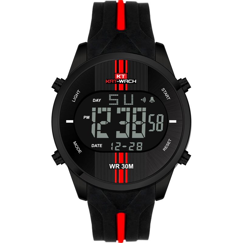 Digital Watch Mode Silikon Stoppur Vattentät Watch Alarm Outdoor Sport Watch