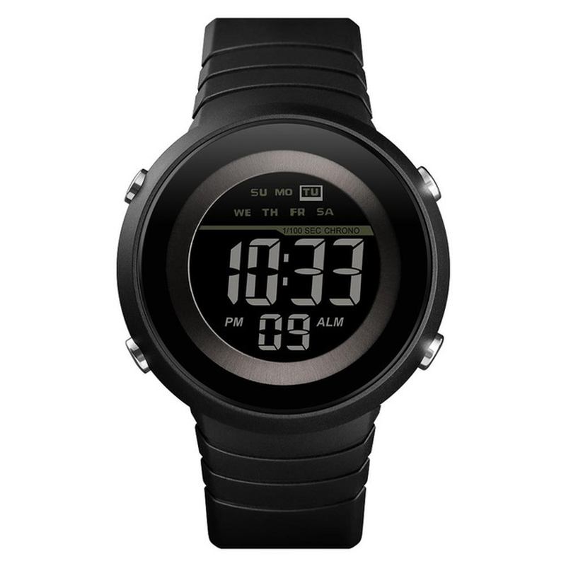 Enkel Design Bakgrundsbelysning Led 50m Vattentät Chronograph Week Digital Watch Herrklocka