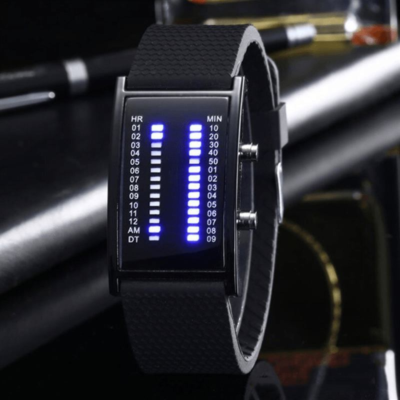 Led Display Herr Business Watch Double Row Light Calendar Digital Watch