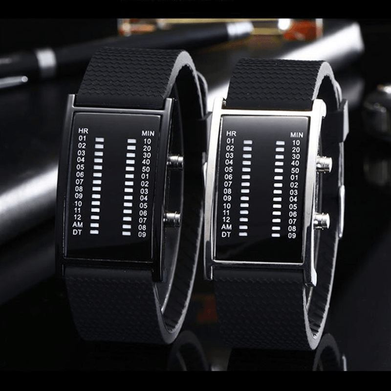 Led Display Herr Business Watch Double Row Light Calendar Digital Watch