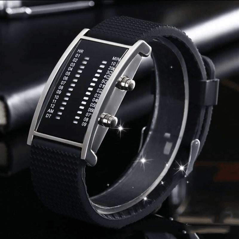 Led Display Herr Business Watch Double Row Light Calendar Digital Watch