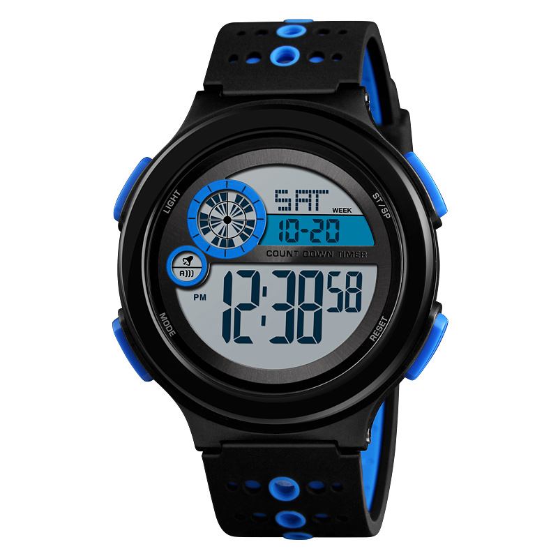 Lysande Display 50m Vattentät Digital Klocka Herr Mode Stoppur Countdown Sport Watch