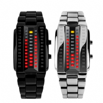 Modeabla Creative Couple Led Display Watch Full Steel Band Digital Watch