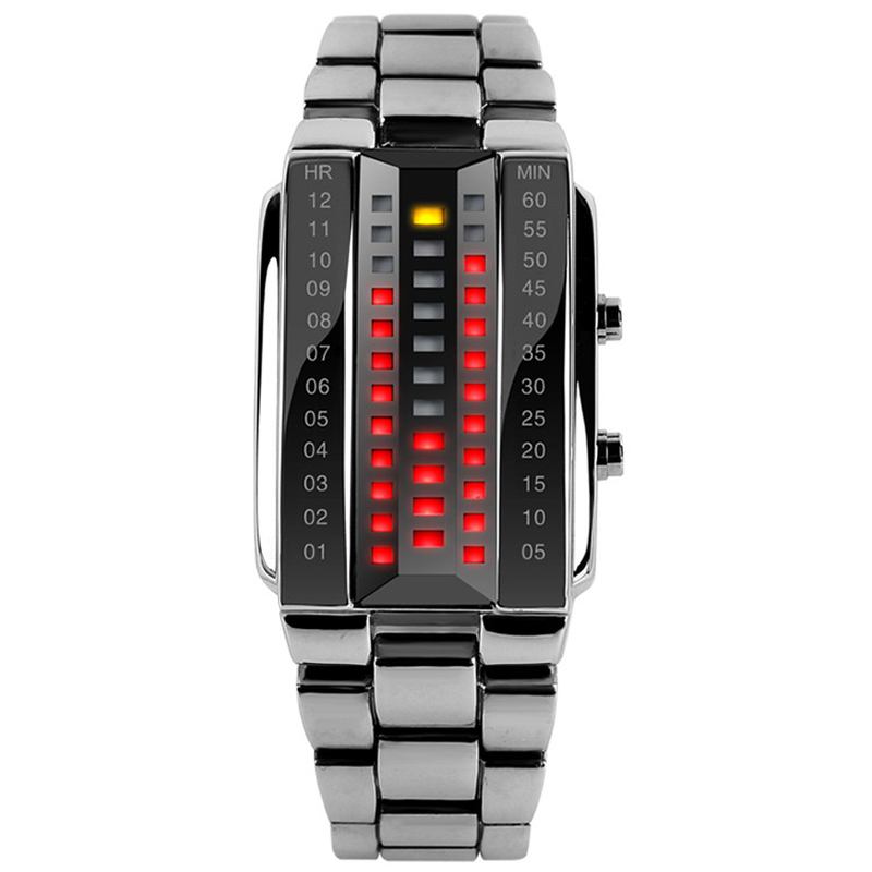 Modeabla Creative Couple Led Display Watch Full Steel Band Digital Watch