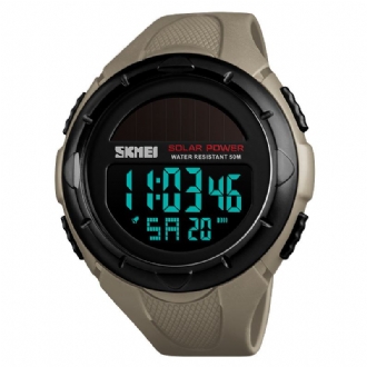 Solar Power Digital Watch Stoppur Lysande Display Alarmkalender Outdoor Sport Watch