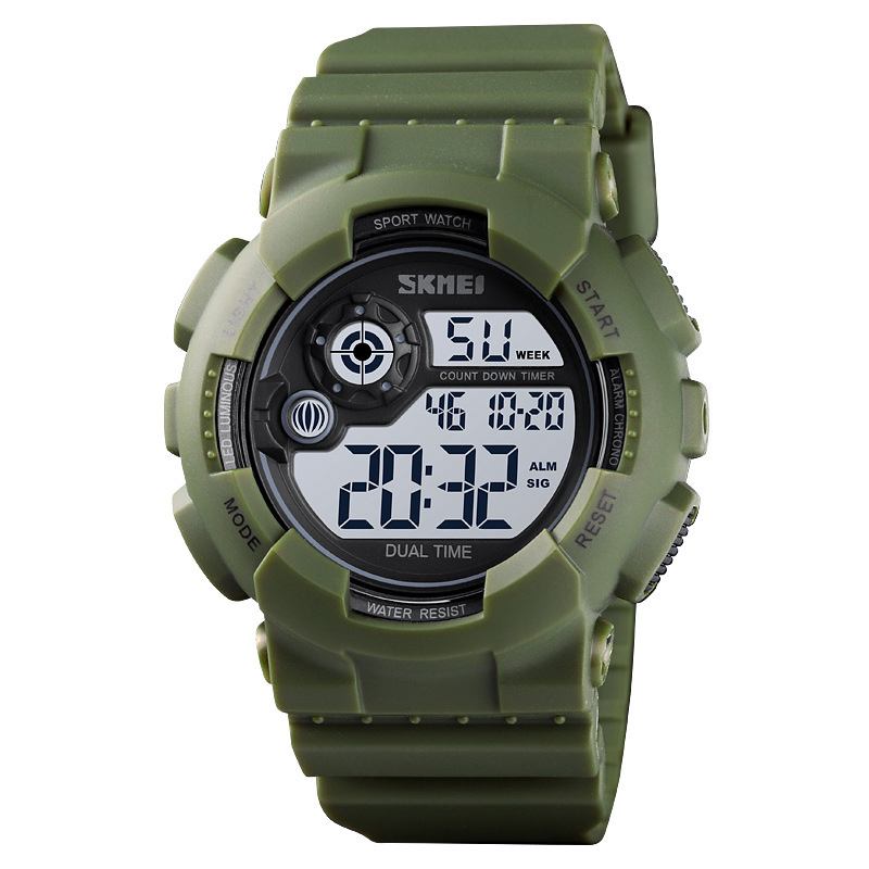 Sport Herrklocka 5atm Vattentät Date Week Display 12/24 Hour Led Digital Watch