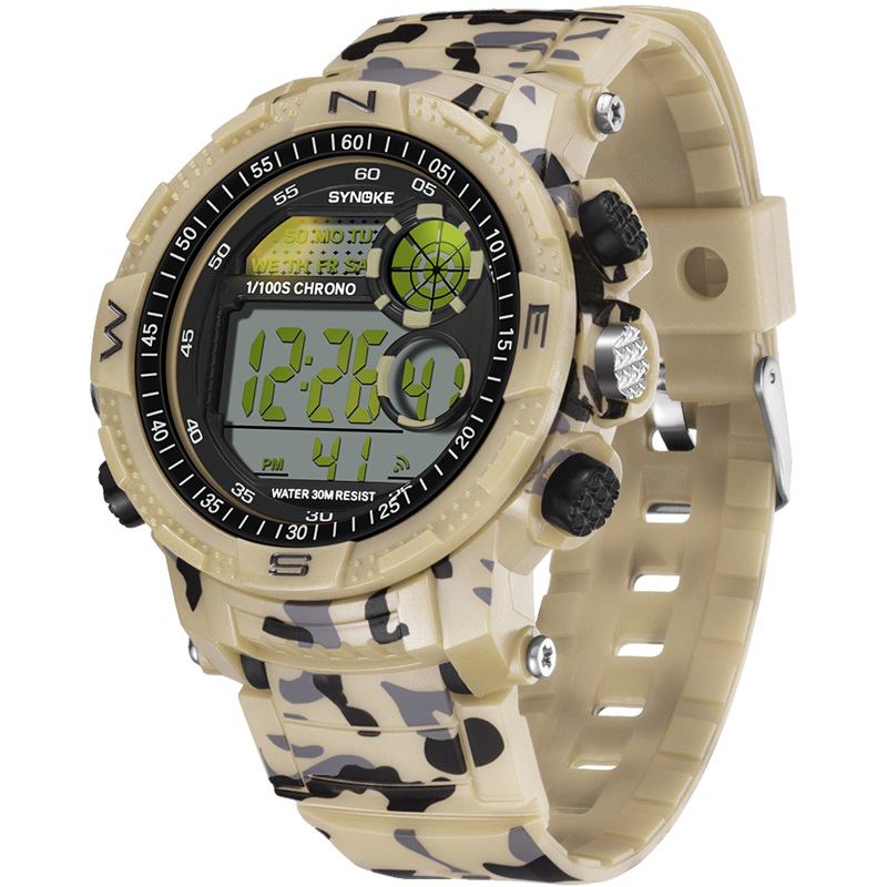 Sport Herrklocka Vattentät Lysande Date Week Display Camouflage Outdoor Digital Watch