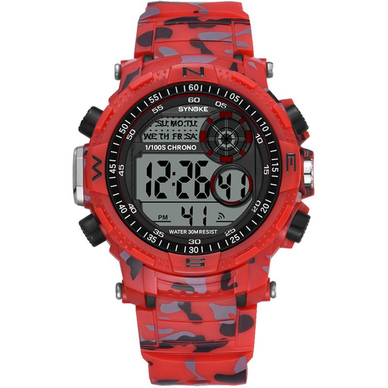 Sport Herrklocka Vattentät Lysande Date Week Display Camouflage Outdoor Digital Watch