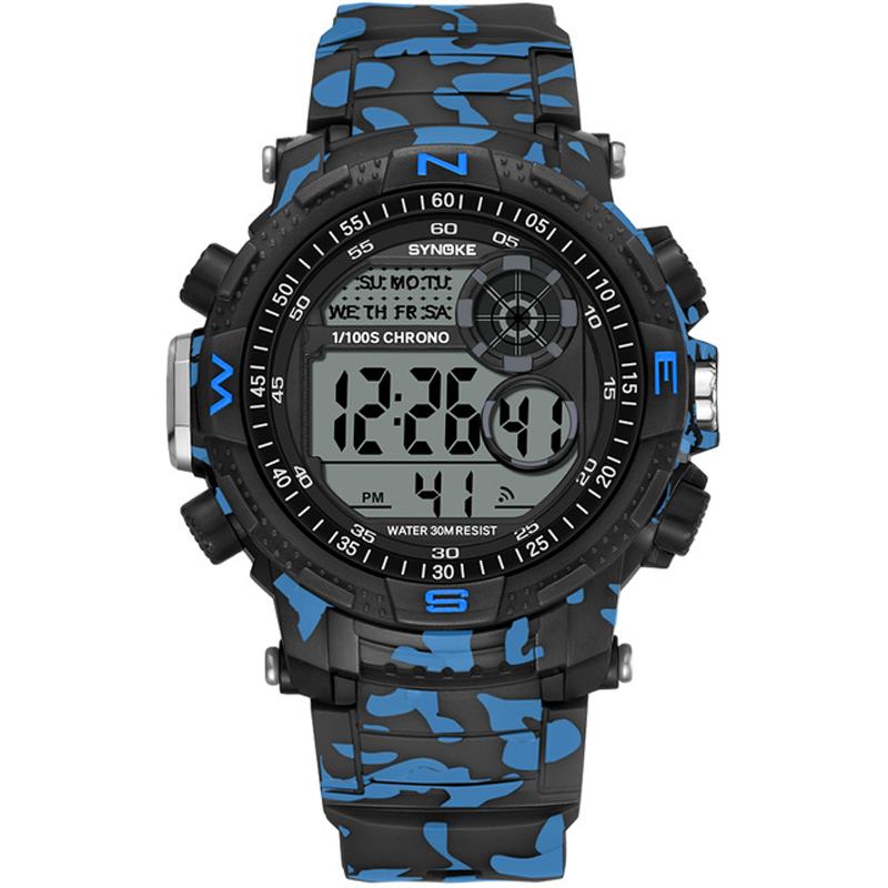 Sport Herrklocka Vattentät Lysande Date Week Display Camouflage Outdoor Digital Watch