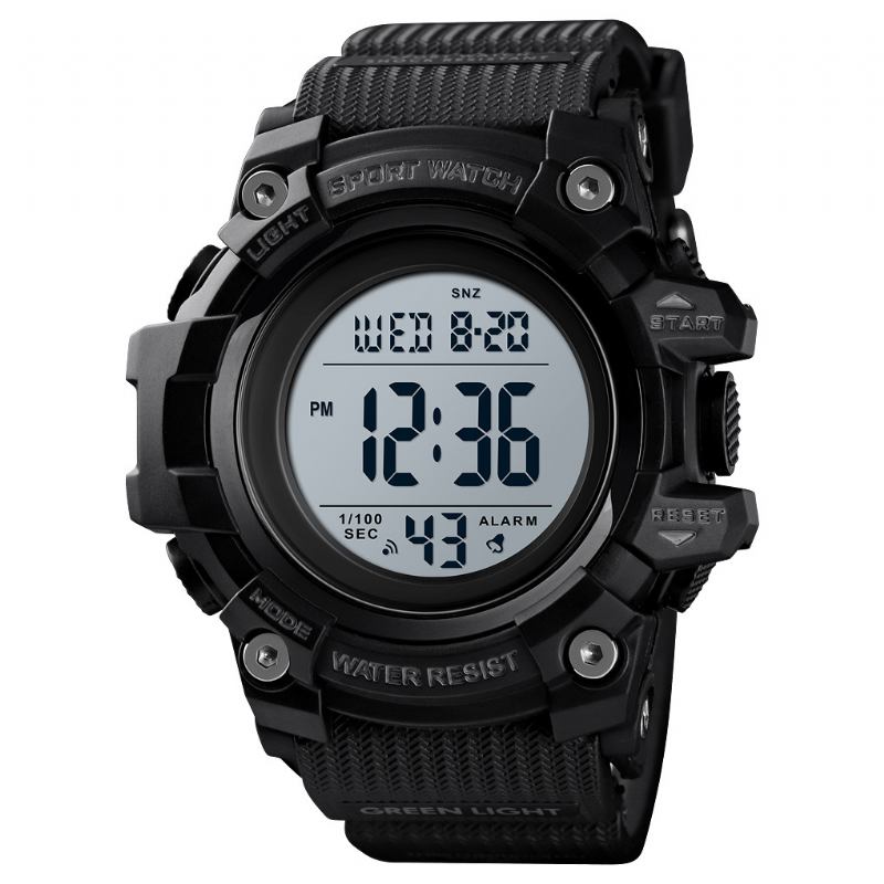 Sport Herrklocka Vattentät Lysande Datum Vecka Display Stoppur Countdown Outdoor Digital Watch