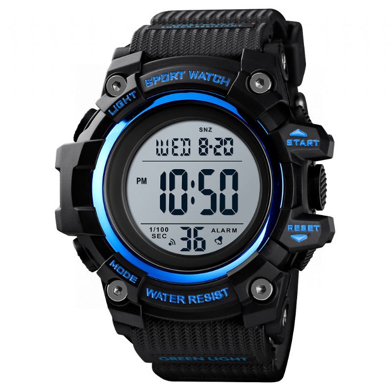 Sport Herrklocka Vattentät Lysande Datum Vecka Display Stoppur Countdown Outdoor Digital Watch