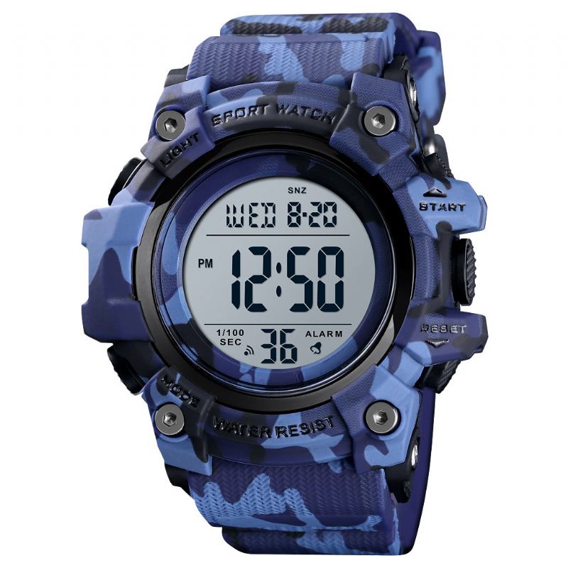 Sport Herrklocka Vattentät Lysande Datum Vecka Display Stoppur Countdown Outdoor Digital Watch