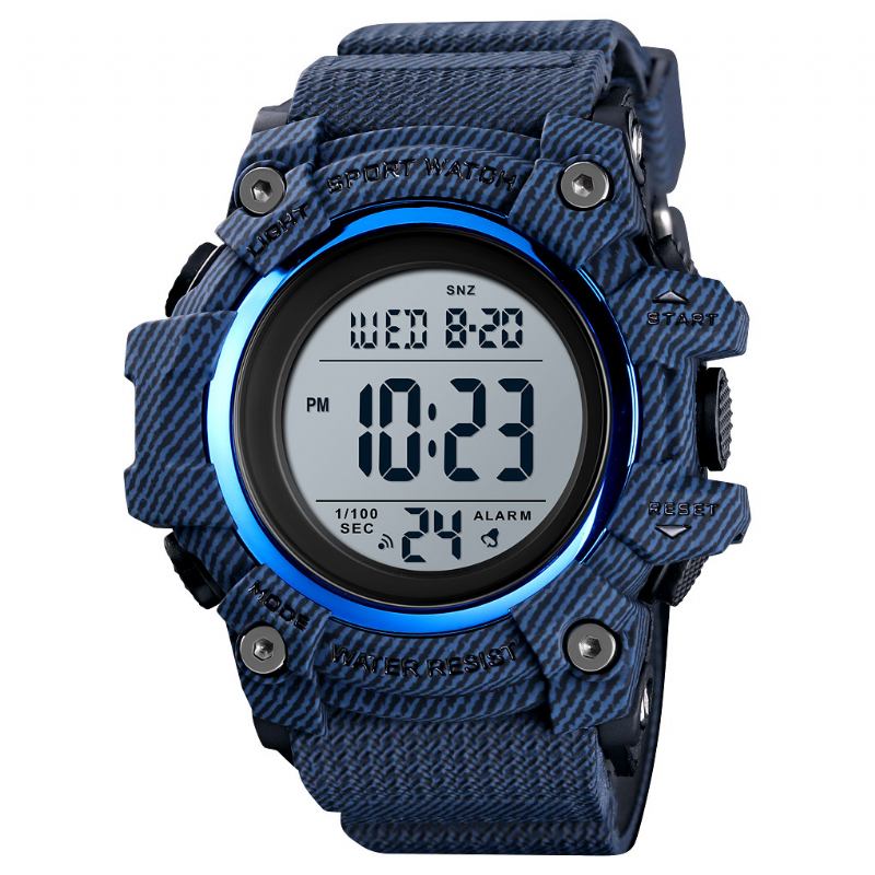 Sport Herrklocka Vattentät Lysande Datum Vecka Display Stoppur Countdown Outdoor Digital Watch