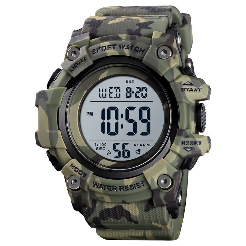 Sport Herrklocka Vattentät Lysande Datum Vecka Display Stoppur Countdown Outdoor Digital Watch