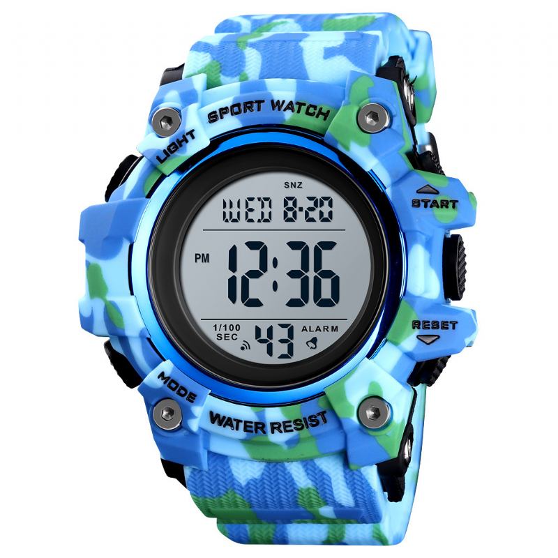 Sport Herrklocka Vattentät Lysande Datum Vecka Display Stoppur Countdown Outdoor Digital Watch