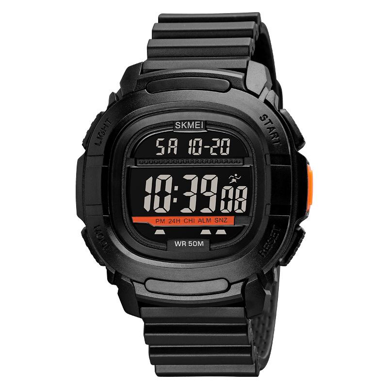 Sport Män Watch Date Week Display 5atm Vattentät Stoppur Countdown Led Light Outdoor Digital Watch