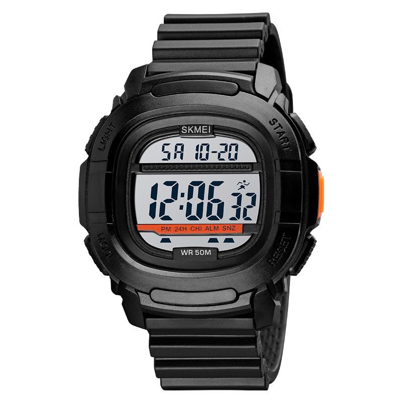 Sport Män Watch Date Week Display 5atm Vattentät Stoppur Countdown Led Light Outdoor Digital Watch