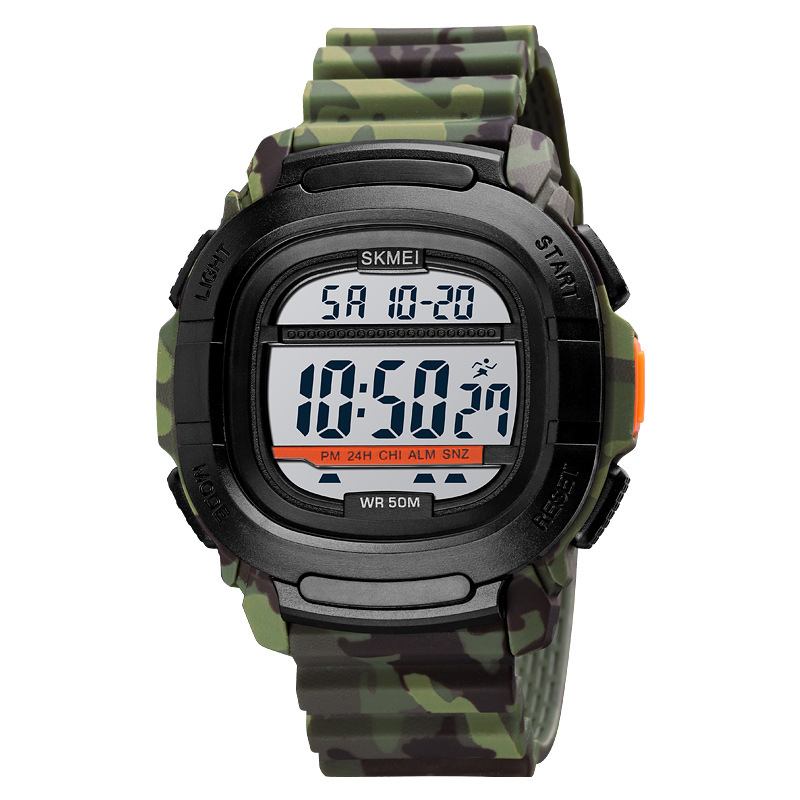 Sport Män Watch Date Week Display 5atm Vattentät Stoppur Countdown Led Light Outdoor Digital Watch