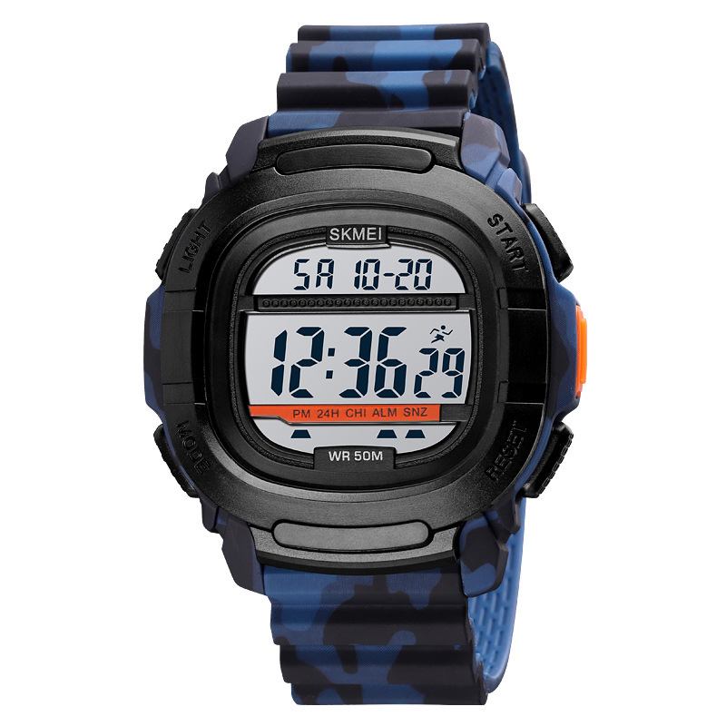 Sport Män Watch Date Week Display 5atm Vattentät Stoppur Countdown Led Light Outdoor Digital Watch