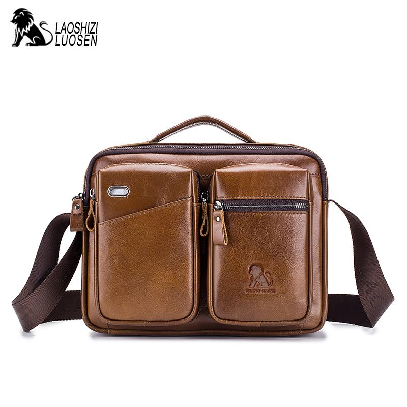 Äkta Läder Män Vintage Messenger Bag Portfölj Handväska Axelväska Satchel Bag