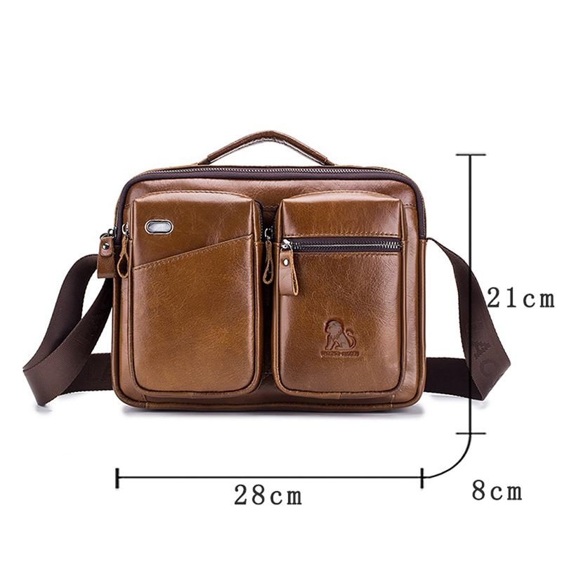 Äkta Läder Män Vintage Messenger Bag Portfölj Handväska Axelväska Satchel Bag