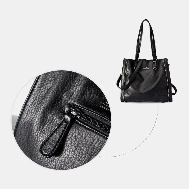 Angel Kiss Kvinnor Pu Läder Vintage Stor Kapacitet 13.3 Tum Laptopväska Multi-carry Crossbody Bag Axelväska Tote