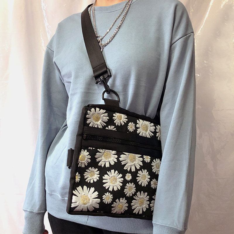 Dam Casual Blommor Nylon Crossbody Bag Axelväska