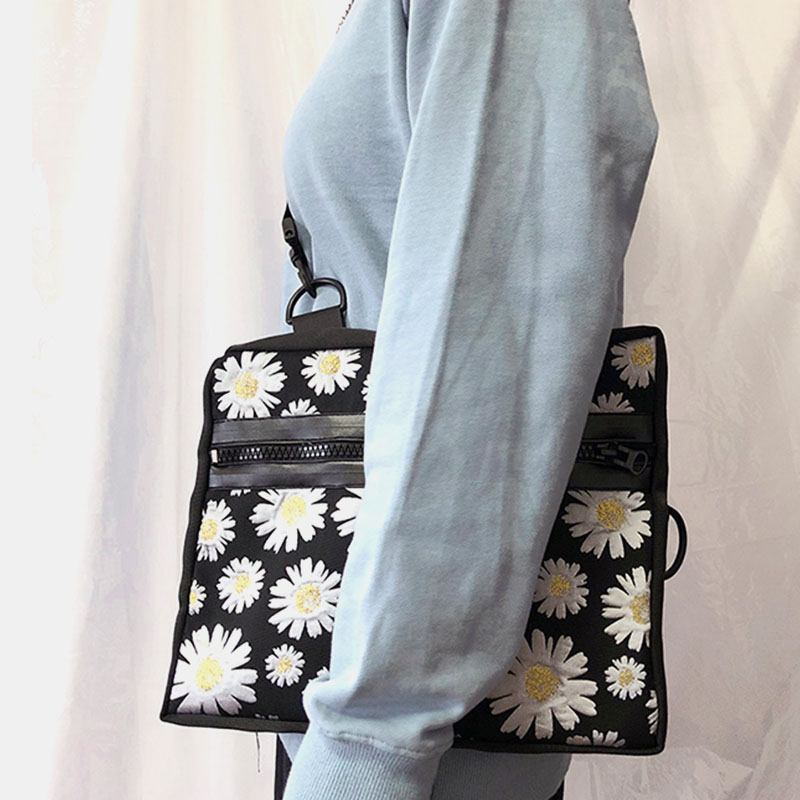 Dam Casual Blommor Nylon Crossbody Bag Axelväska