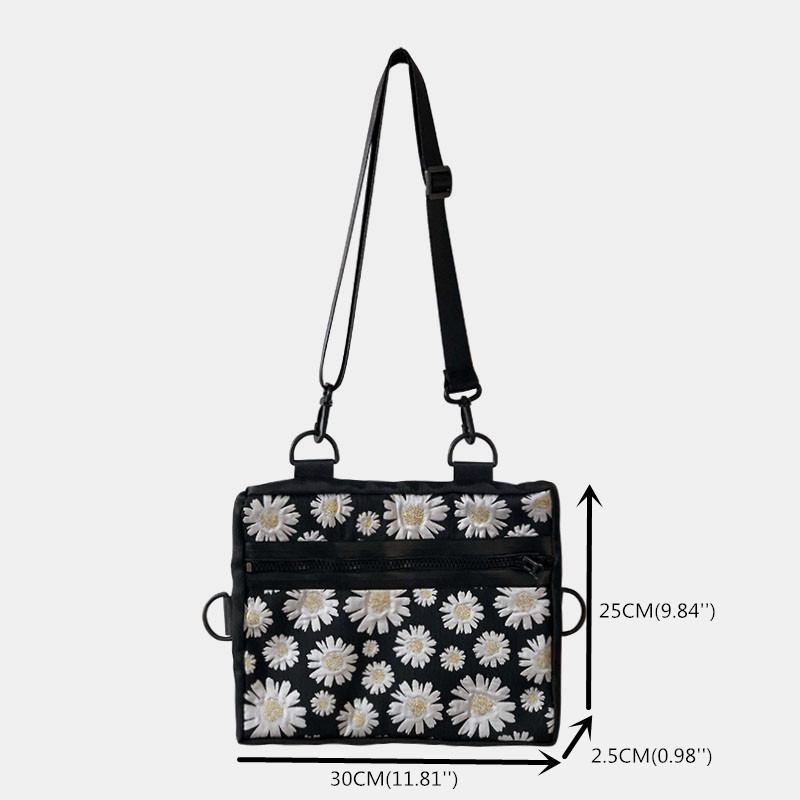 Dam Casual Blommor Nylon Crossbody Bag Axelväska