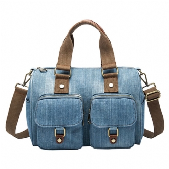 Dam Denim Resor Handväska Med Stor Kapacitet Casual Crossbody-väska