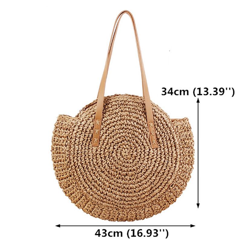 Dam Fritid Rund Halmväska Woven Beach Bag Axelväska