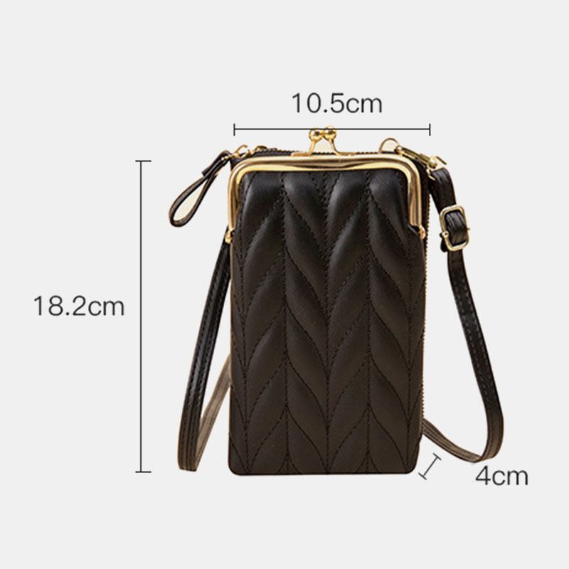 Dam Konstläder Mode Multifunktion Vattentät Crossbody Bag Kort Telefonväska